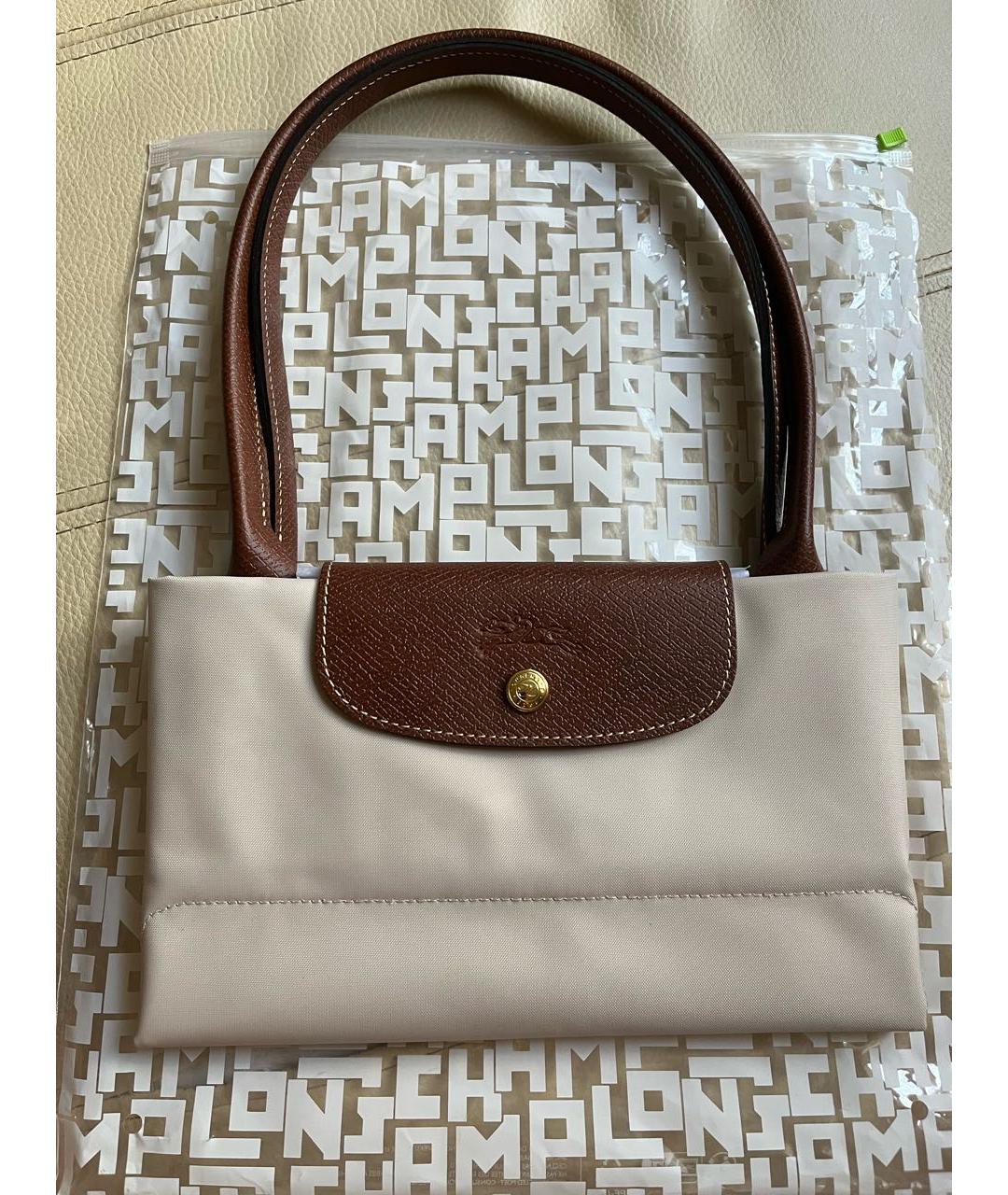 LONGCHAMP Бежевая тканевая сумка тоут, фото 2