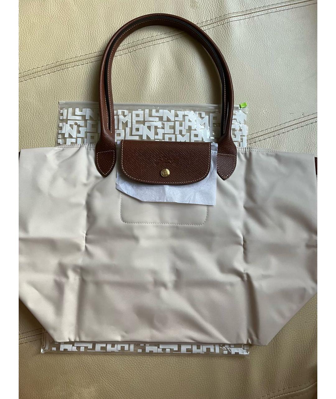 LONGCHAMP Бежевая тканевая сумка тоут, фото 3