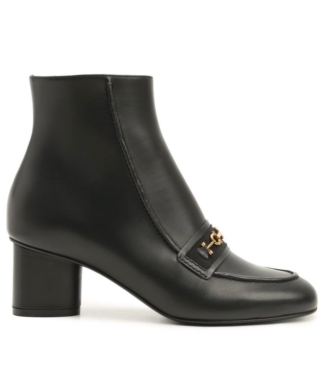 FERRAGAMO Черные кожаные ботильоны, фото 1