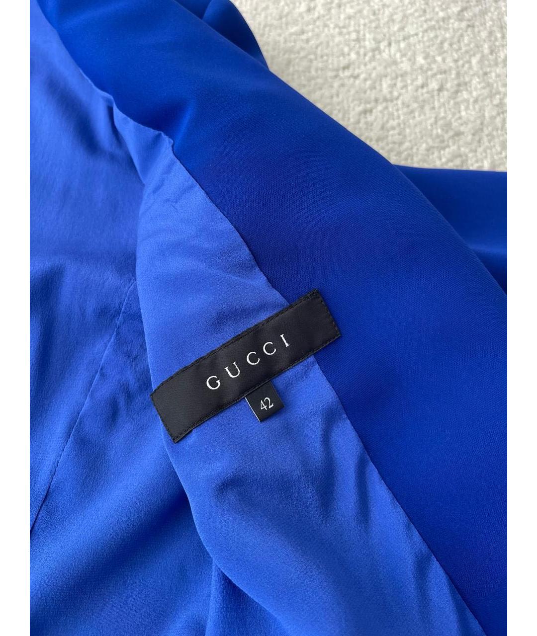 GUCCI Синий шелковый костюм с брюками, фото 6