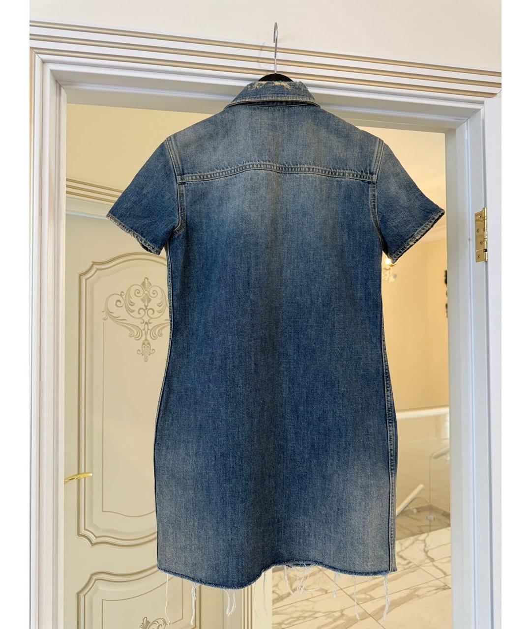 SAINT LAURENT Синее хлопковое повседневное платье, фото 2
