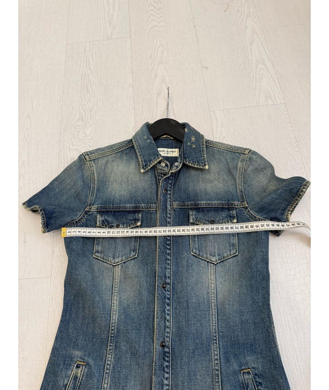 SAINT LAURENT Синее хлопковое повседневное платье, фото 6