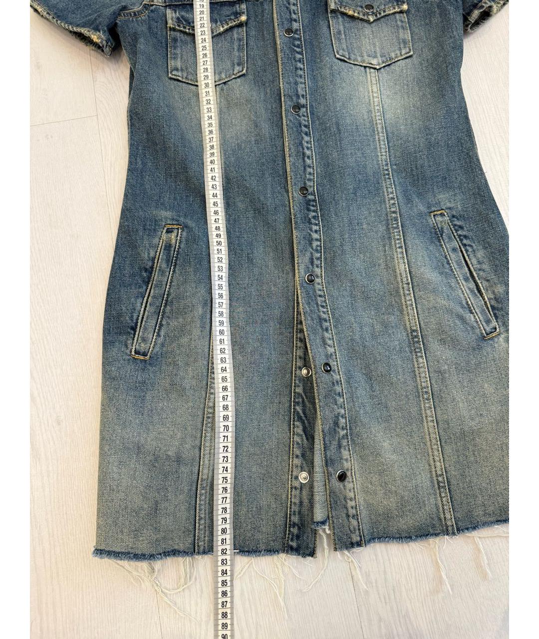SAINT LAURENT Синее хлопковое повседневное платье, фото 4