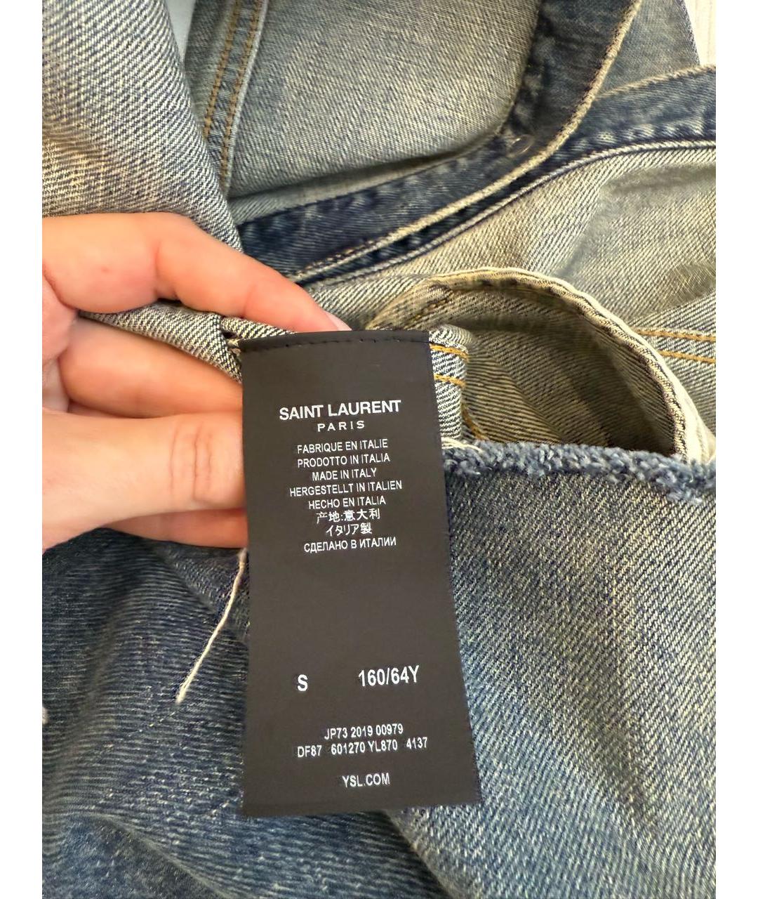 SAINT LAURENT Синее хлопковое повседневное платье, фото 8
