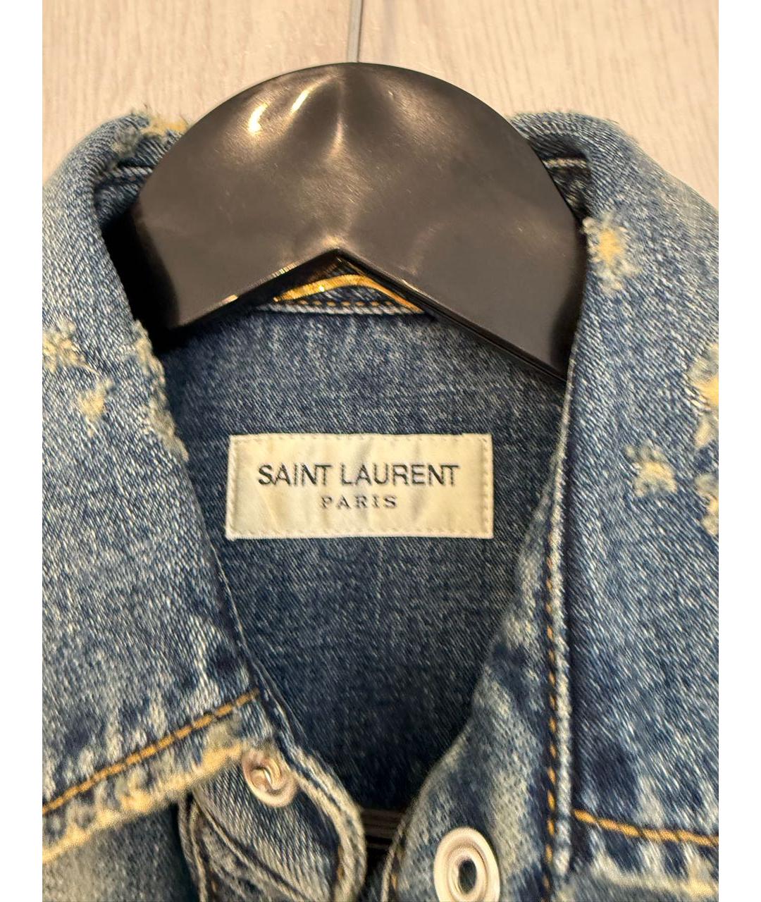 SAINT LAURENT Синее хлопковое повседневное платье, фото 3