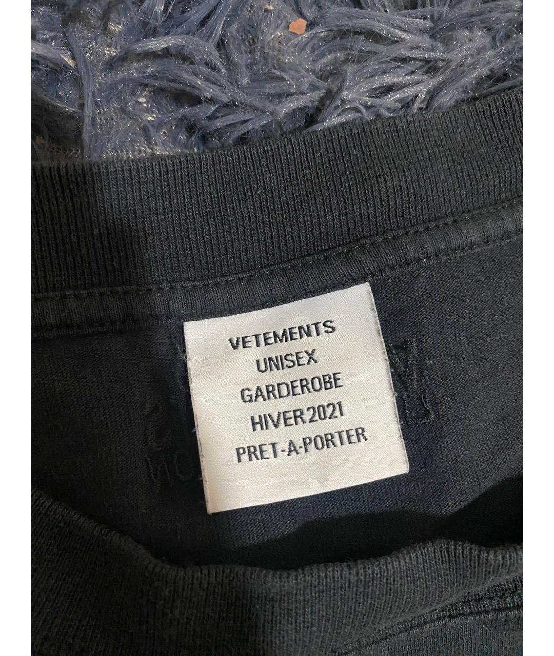 VETEMENTS Черная хлопковая футболка, фото 3