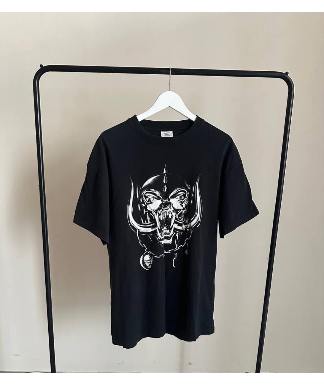 VETEMENTS Черная хлопковая футболка, фото 7