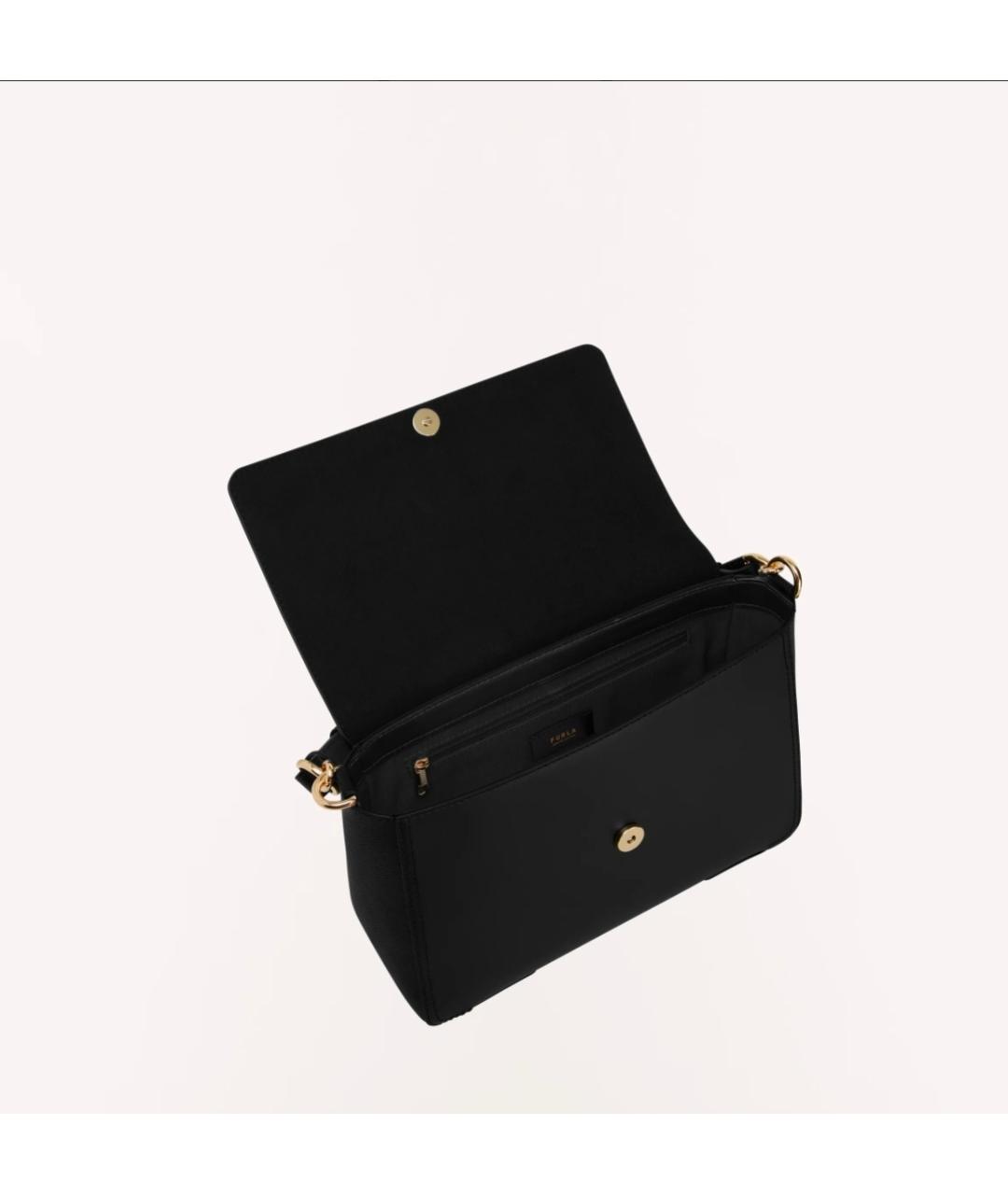 FURLA Черная кожаная сумка с короткими ручками, фото 3