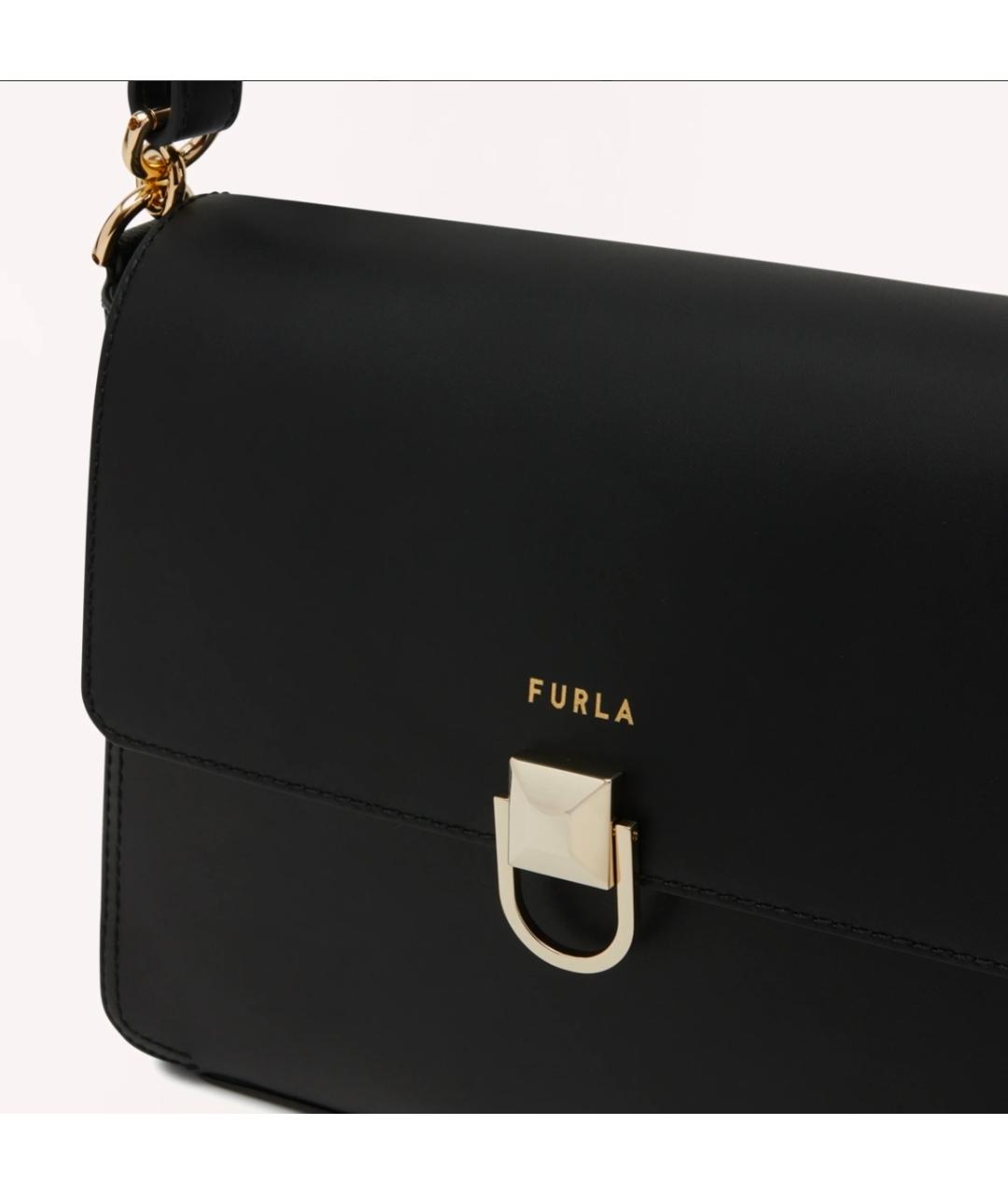 FURLA Черная кожаная сумка с короткими ручками, фото 2