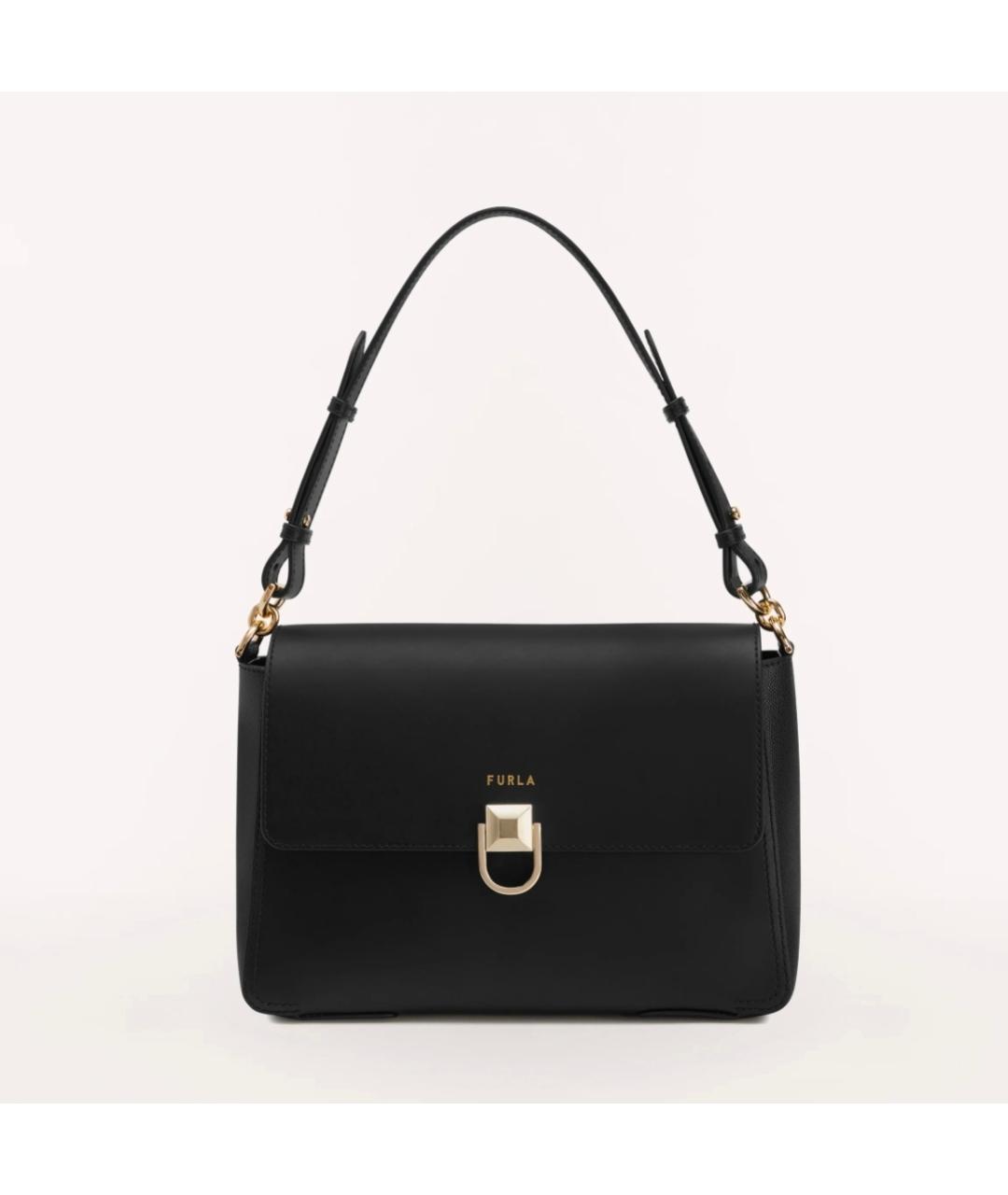 FURLA Черная кожаная сумка с короткими ручками, фото 10