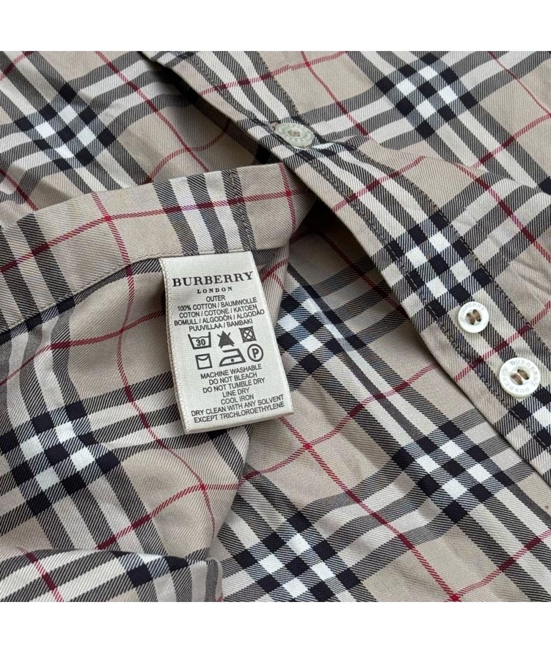 BURBERRY Бежевая хлопковая кэжуал рубашка, фото 4