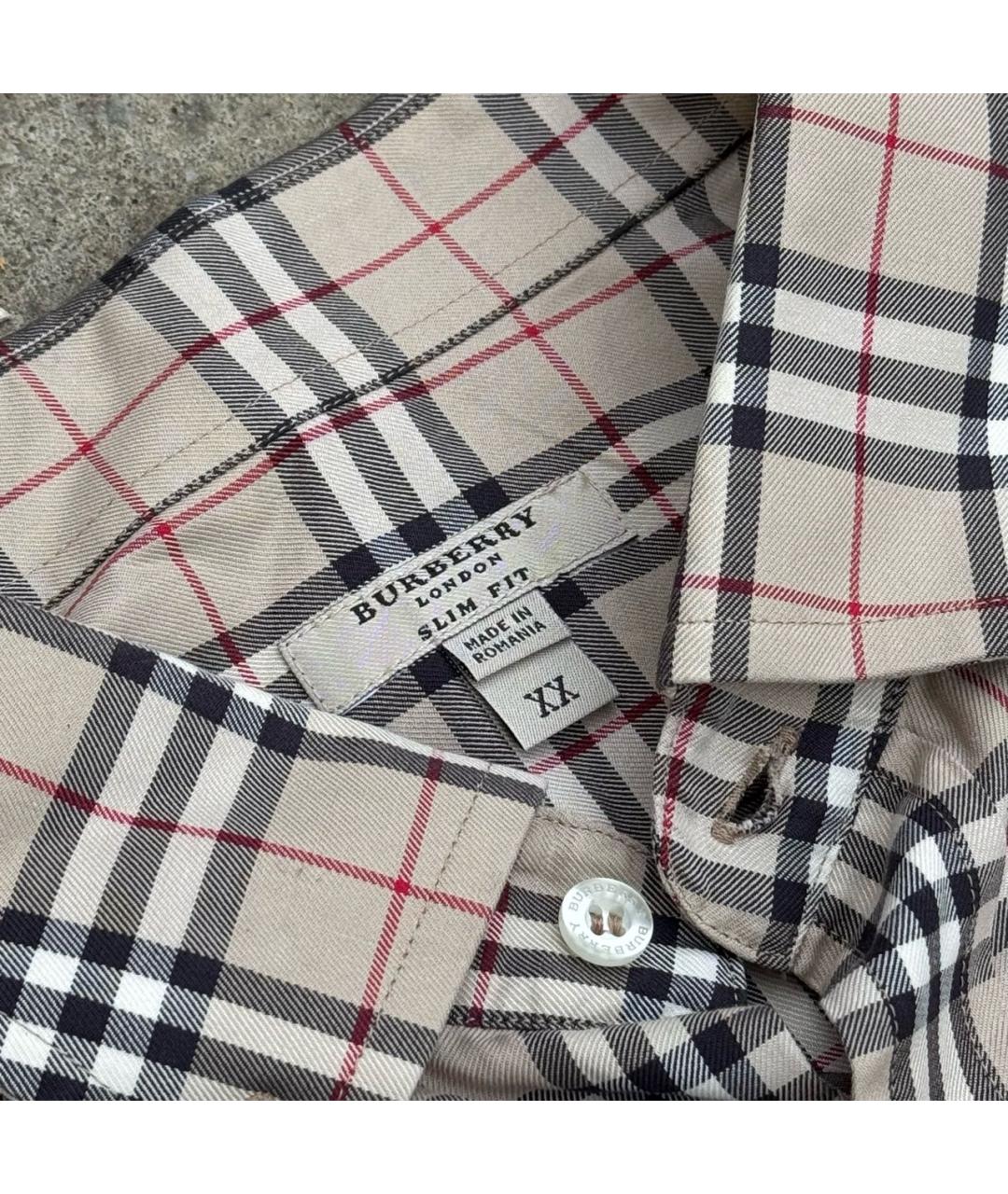 BURBERRY Бежевая хлопковая кэжуал рубашка, фото 3