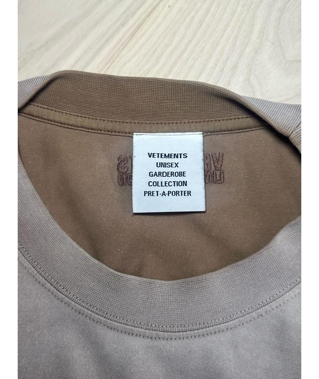 VETEMENTS Бежевая хлопковая футболка, фото 3