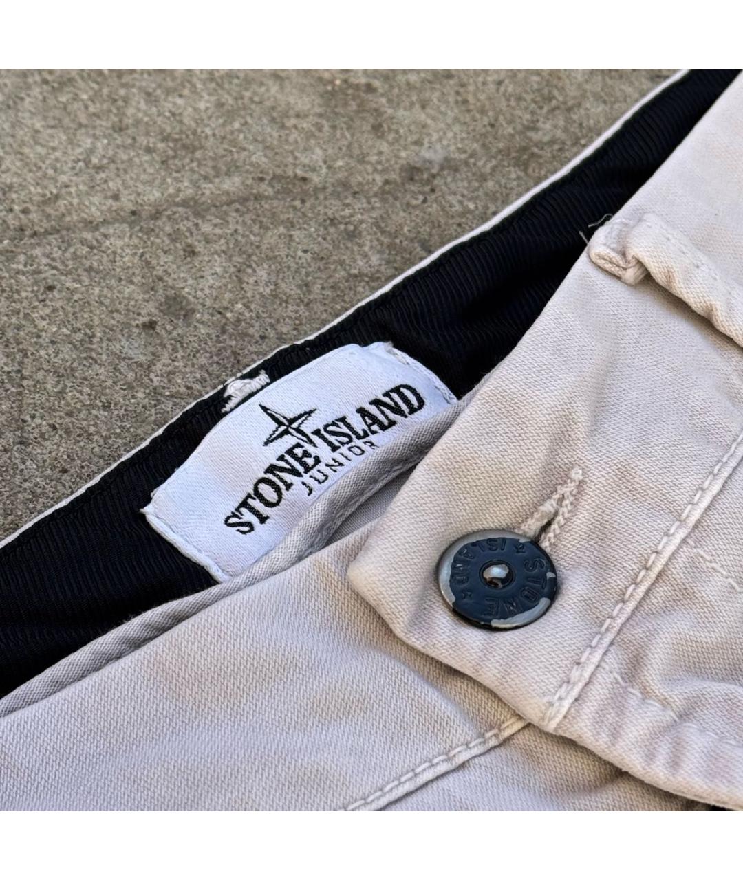 STONE ISLAND JUNIOR Белые хлопковые детские джинсы, фото 3