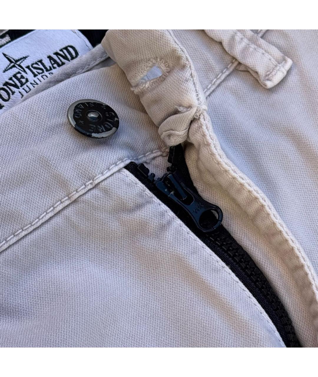 STONE ISLAND JUNIOR Белые хлопковые детские джинсы, фото 4