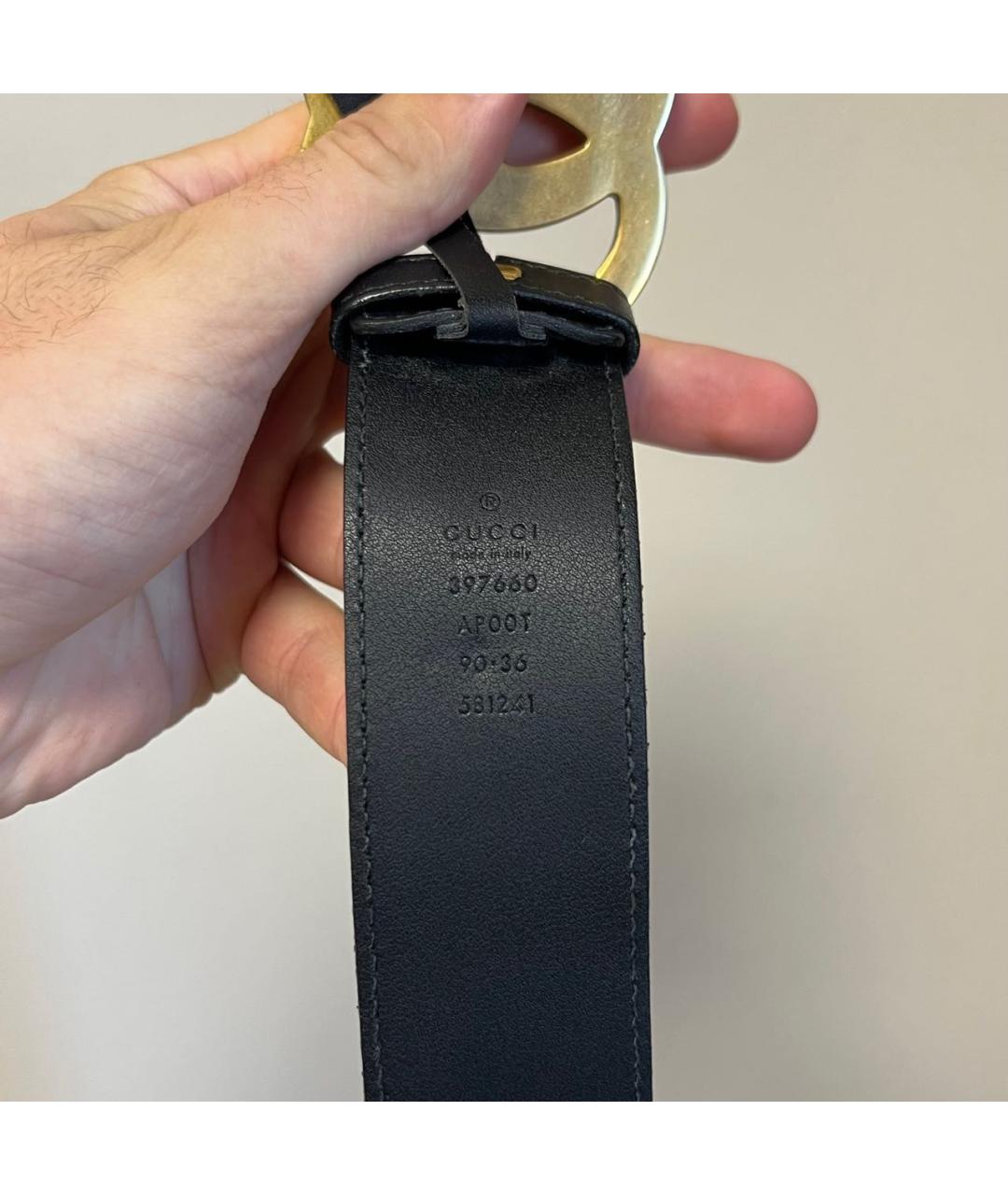 GUCCI Черный кожаный ремень, фото 5