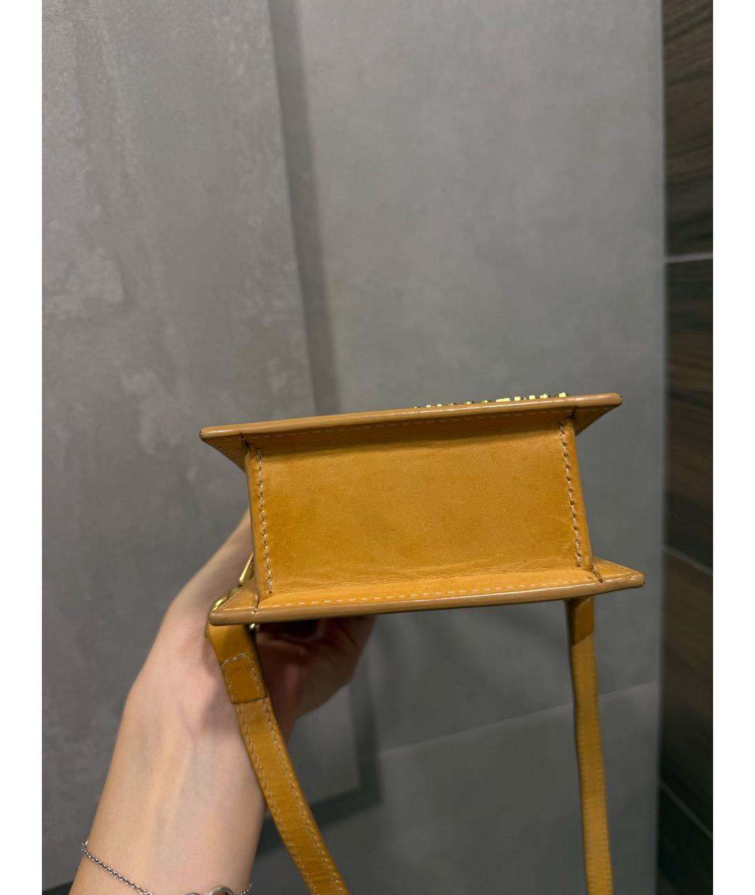 JACQUEMUS Горчичная кожаная сумка через плечо, фото 5