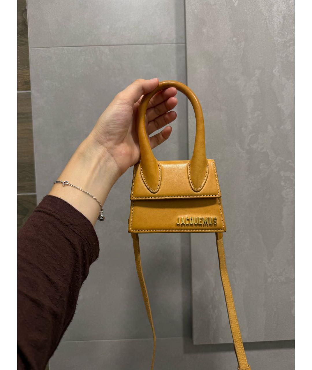 JACQUEMUS Горчичная кожаная сумка через плечо, фото 2