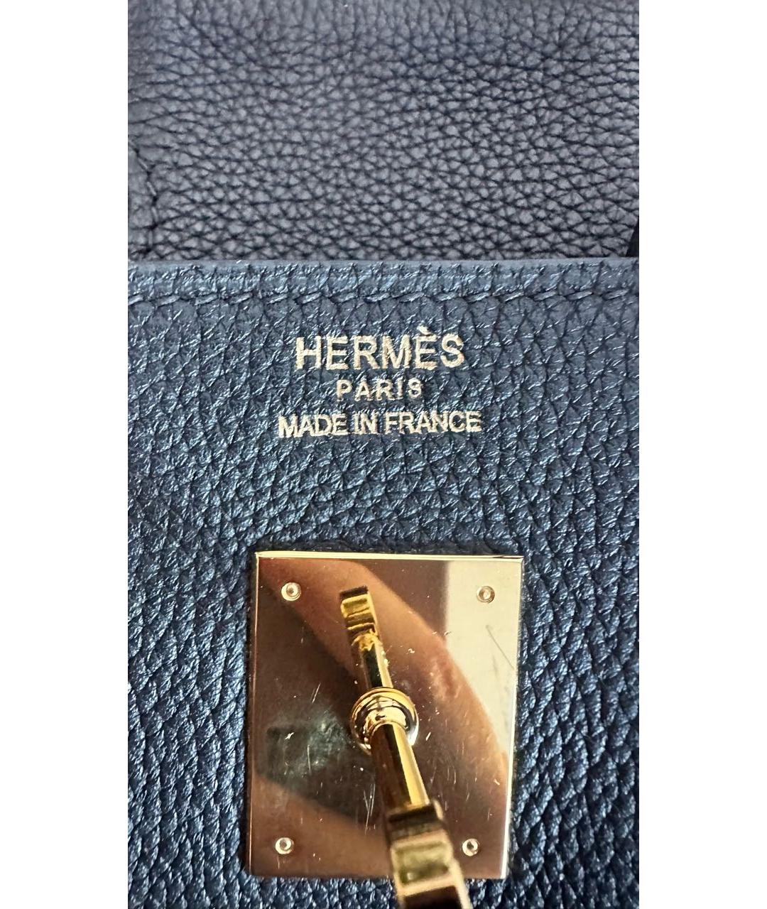 HERMES Черная кожаная сумка тоут, фото 9