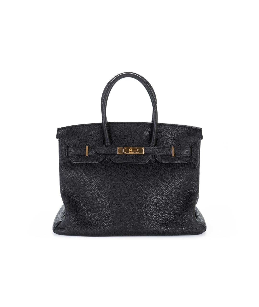 HERMES Черная кожаная сумка тоут, фото 1