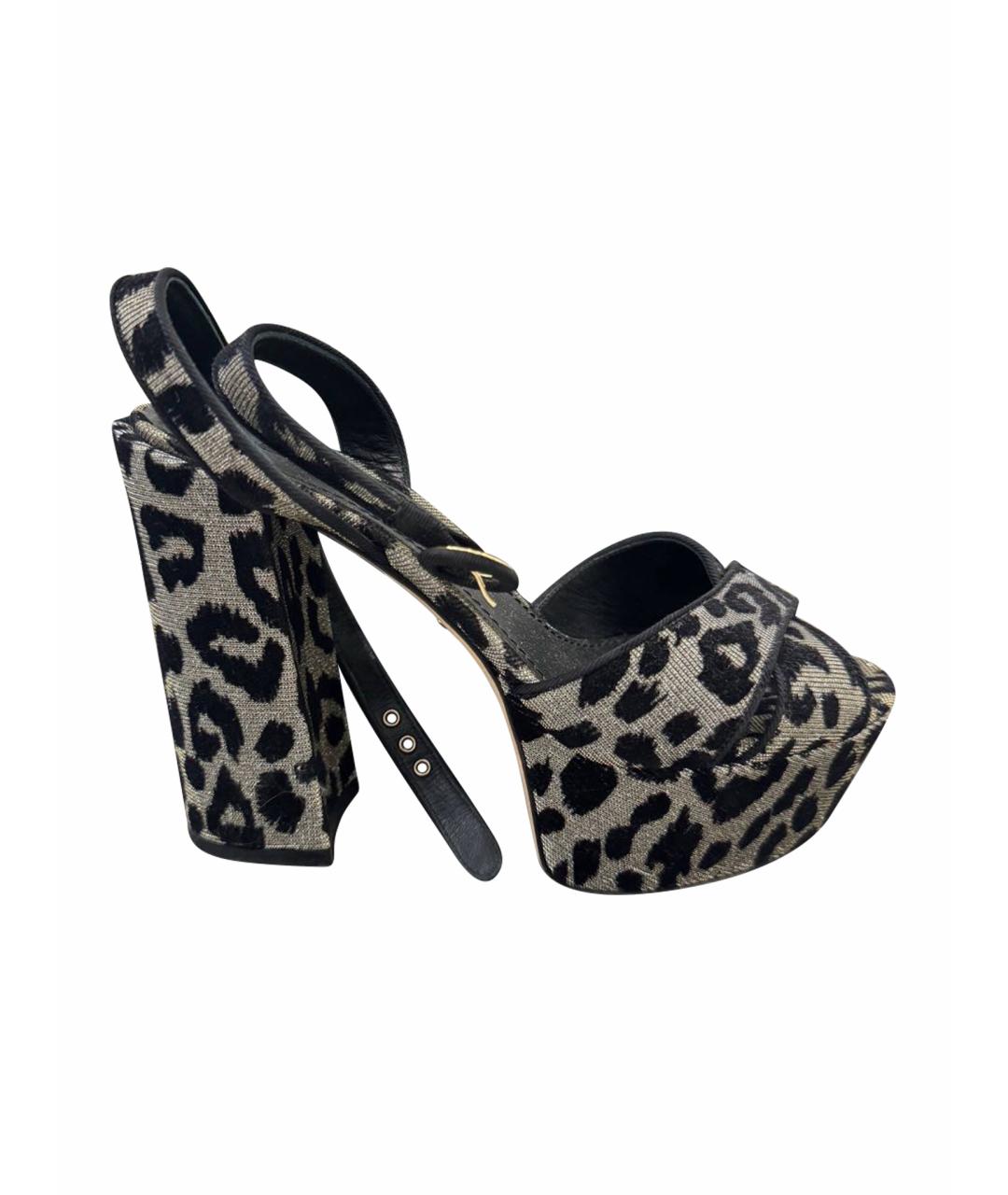 DOLCE&GABBANA Антрацитовые босоножки, фото 1