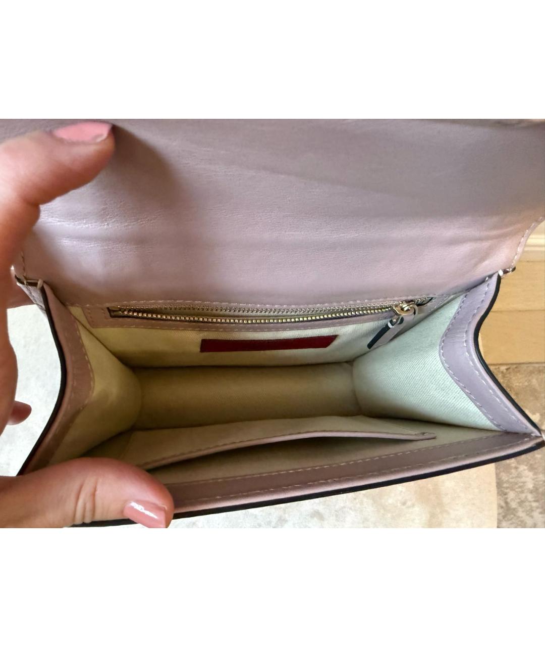 VALENTINO Розовая кожаная сумка через плечо, фото 4