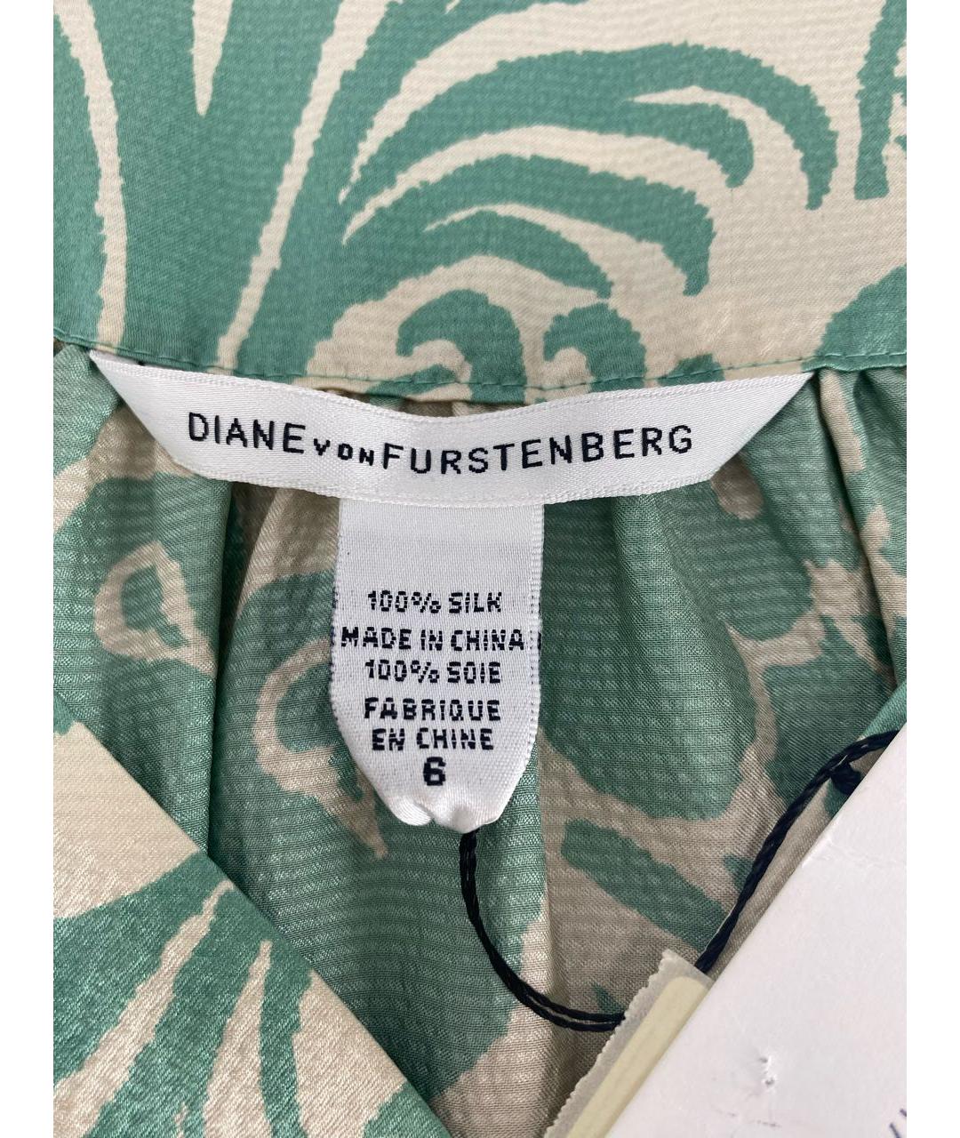 DIANE VON FURSTENBERG Зеленая шелковая блузы, фото 4