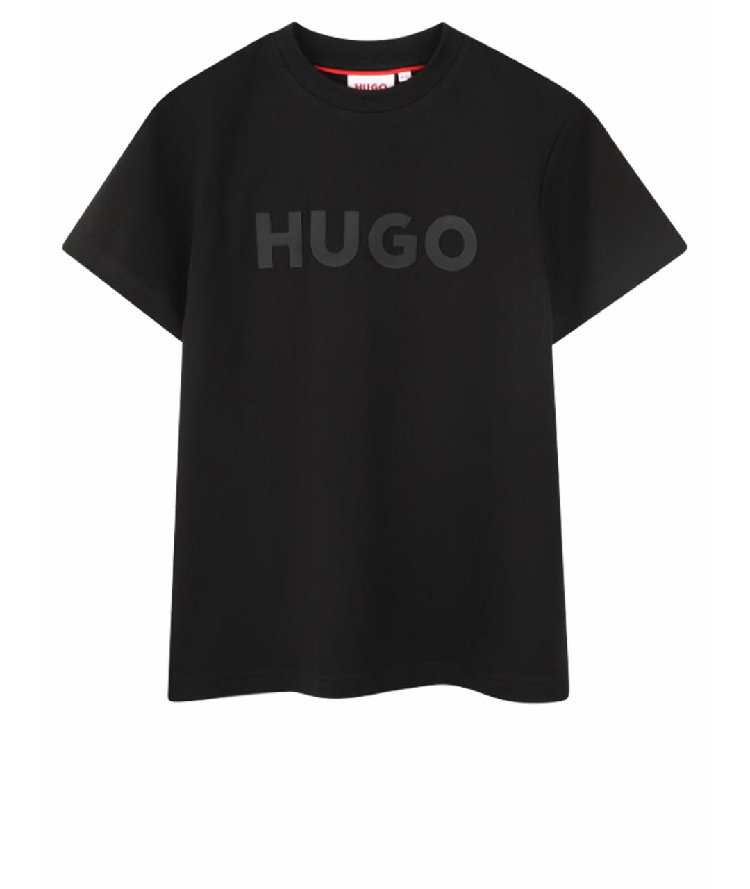 HUGO Черная хлопковая футболка, фото 5