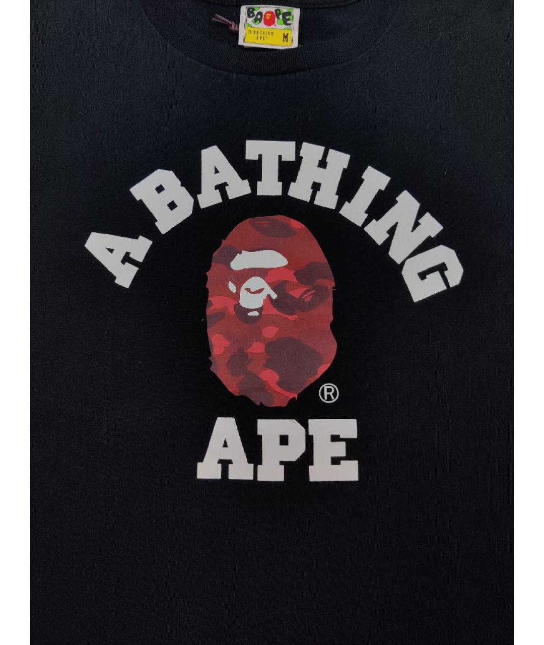A BATHING APE Черная хлопковая футболка, фото 3