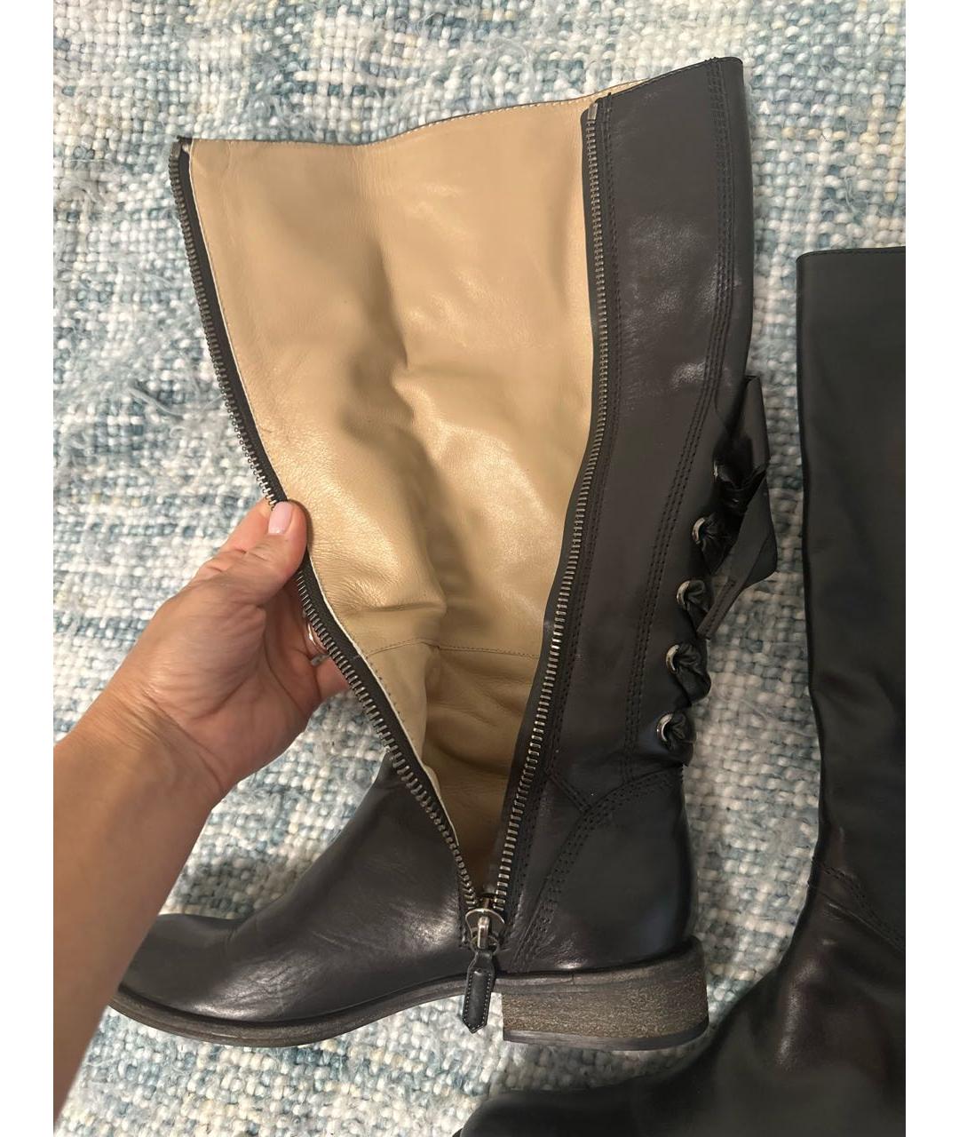 VALENTINO Черные кожаные сапоги, фото 8