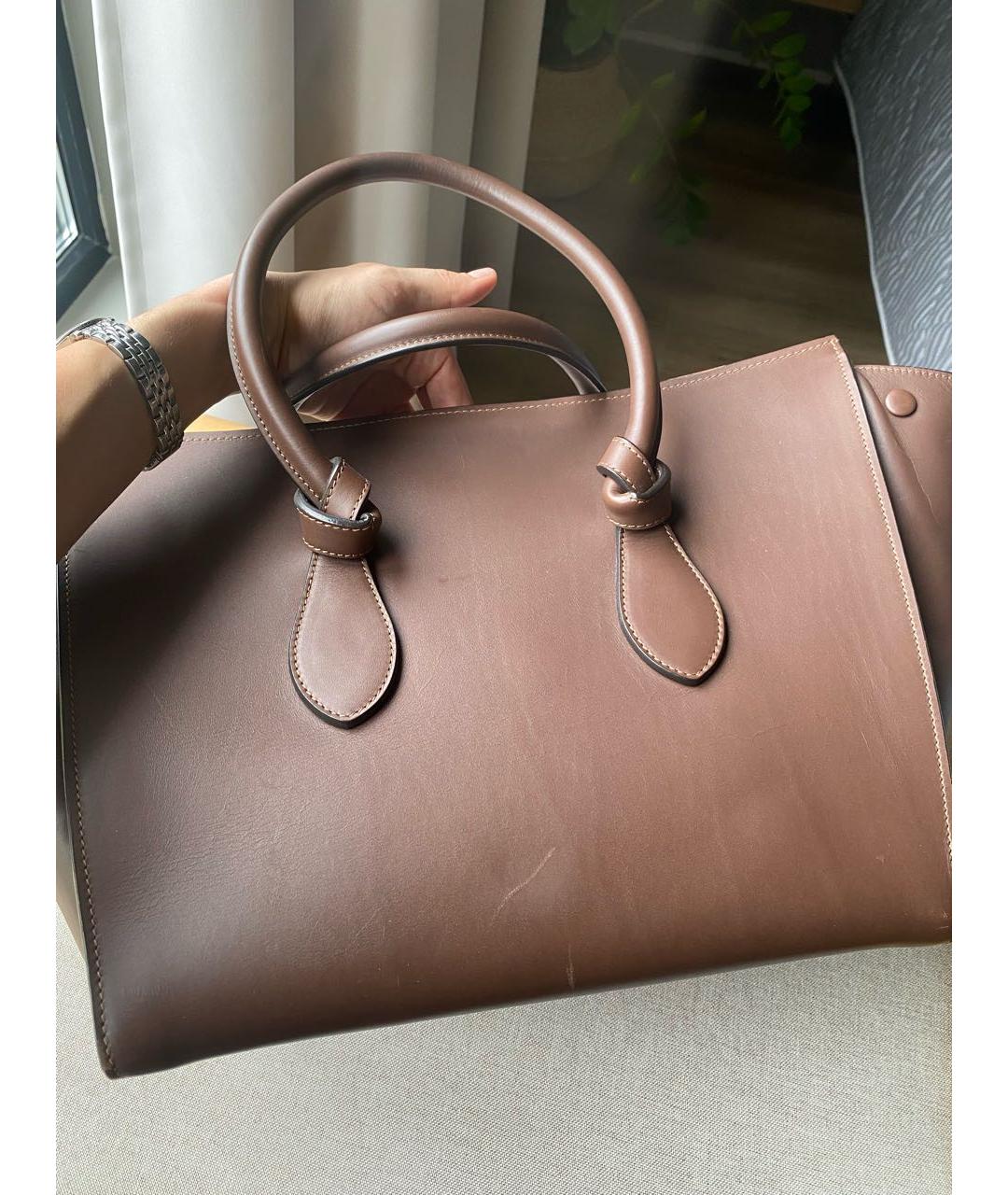 CELINE Коричневая кожаная сумка тоут, фото 3