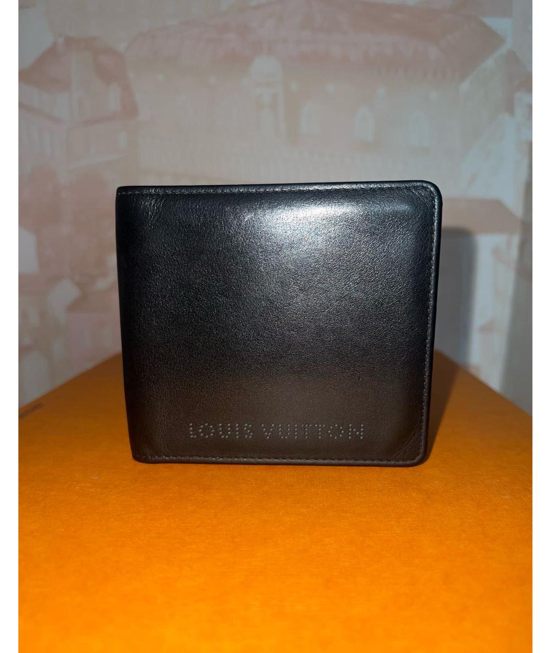 LOUIS VUITTON Черный кожаный кошелек, фото 6