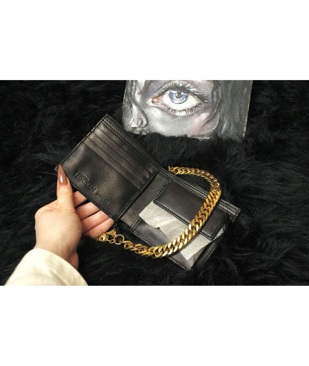 ALEXANDER MCQUEEN Черный кожаный кошелек, фото 5