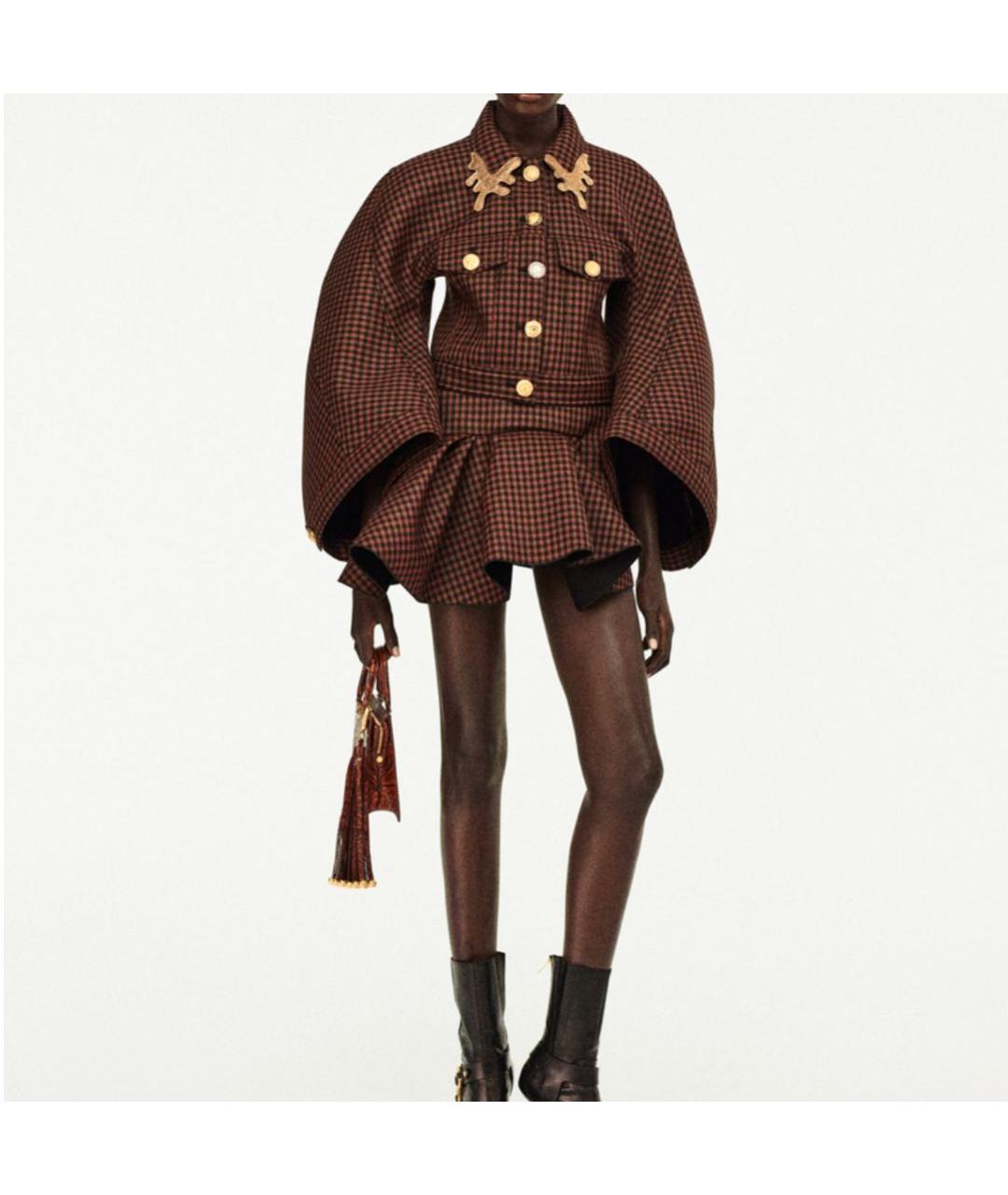 SCHIAPARELLI Коричневая шерстяная юбка мини, фото 2