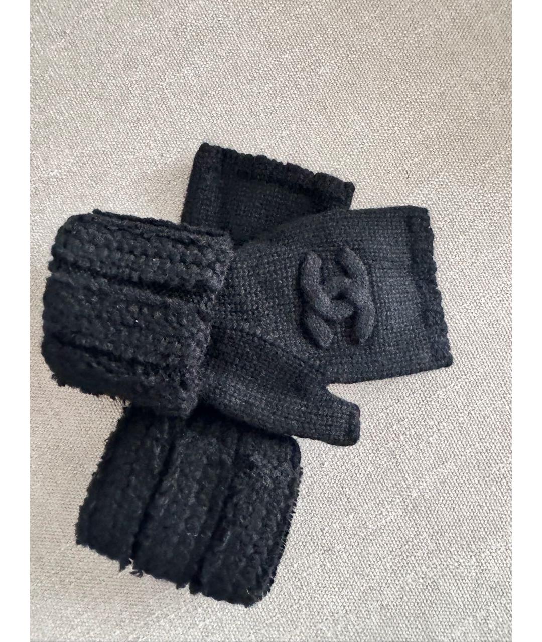 CHANEL Черные кашемировые митенки, фото 2