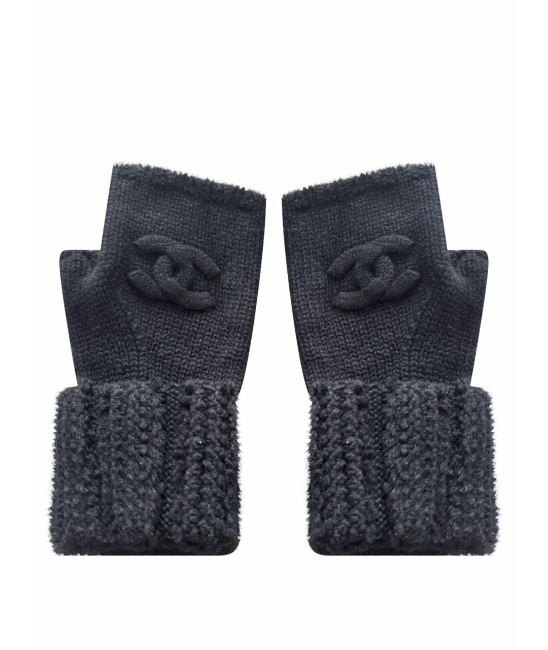 CHANEL Черные кашемировые митенки, фото 1