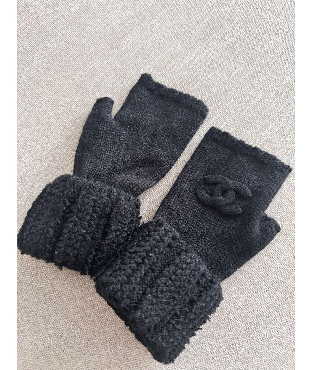 CHANEL Черные кашемировые митенки, фото 4