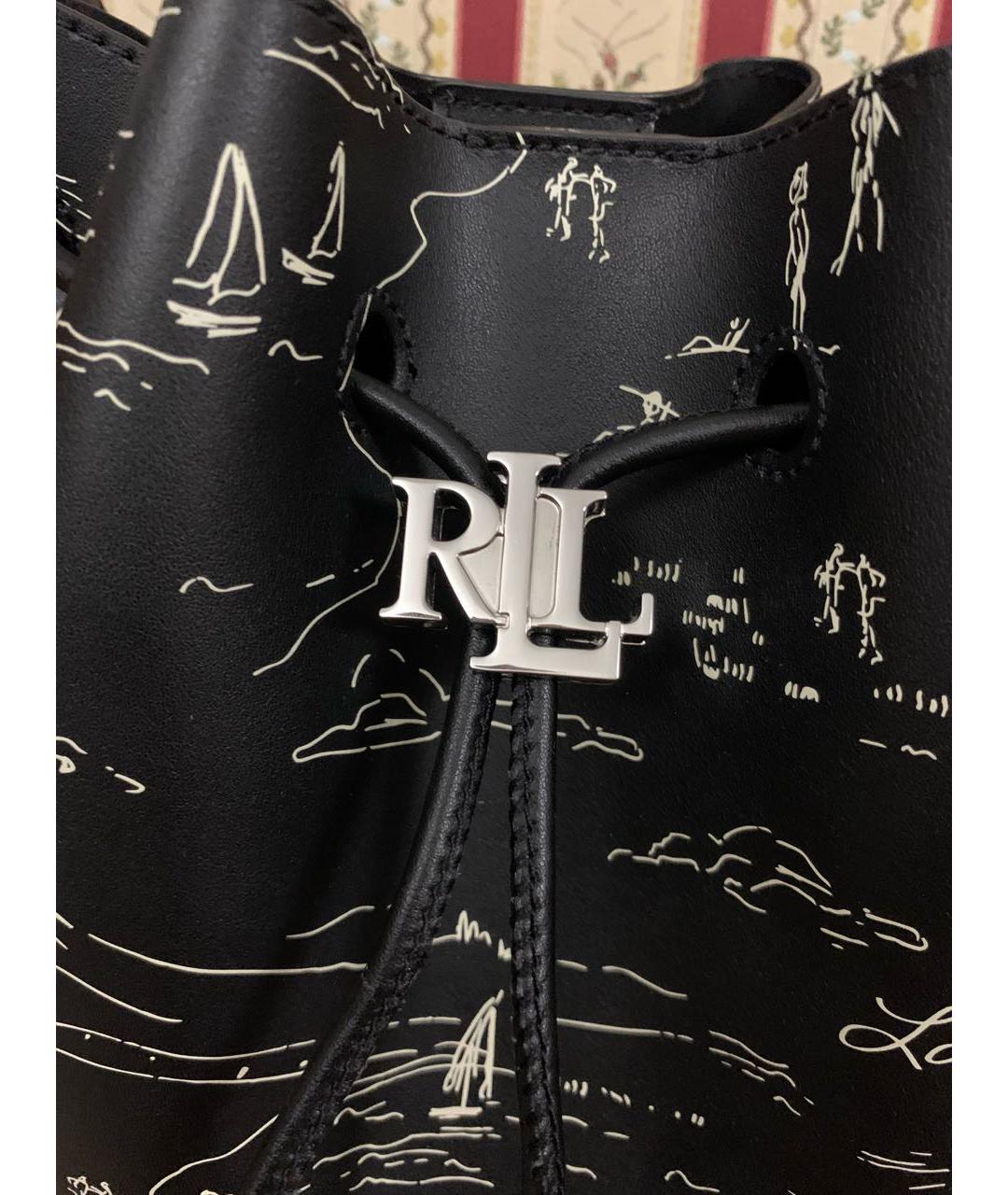 RALPH LAUREN Черная кожаная сумка с короткими ручками, фото 5