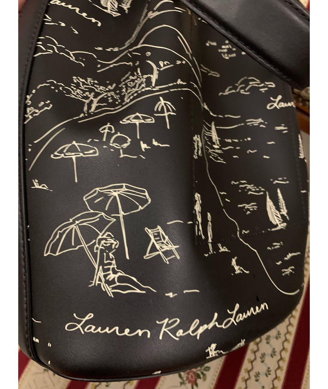 RALPH LAUREN Черная кожаная сумка с короткими ручками, фото 8