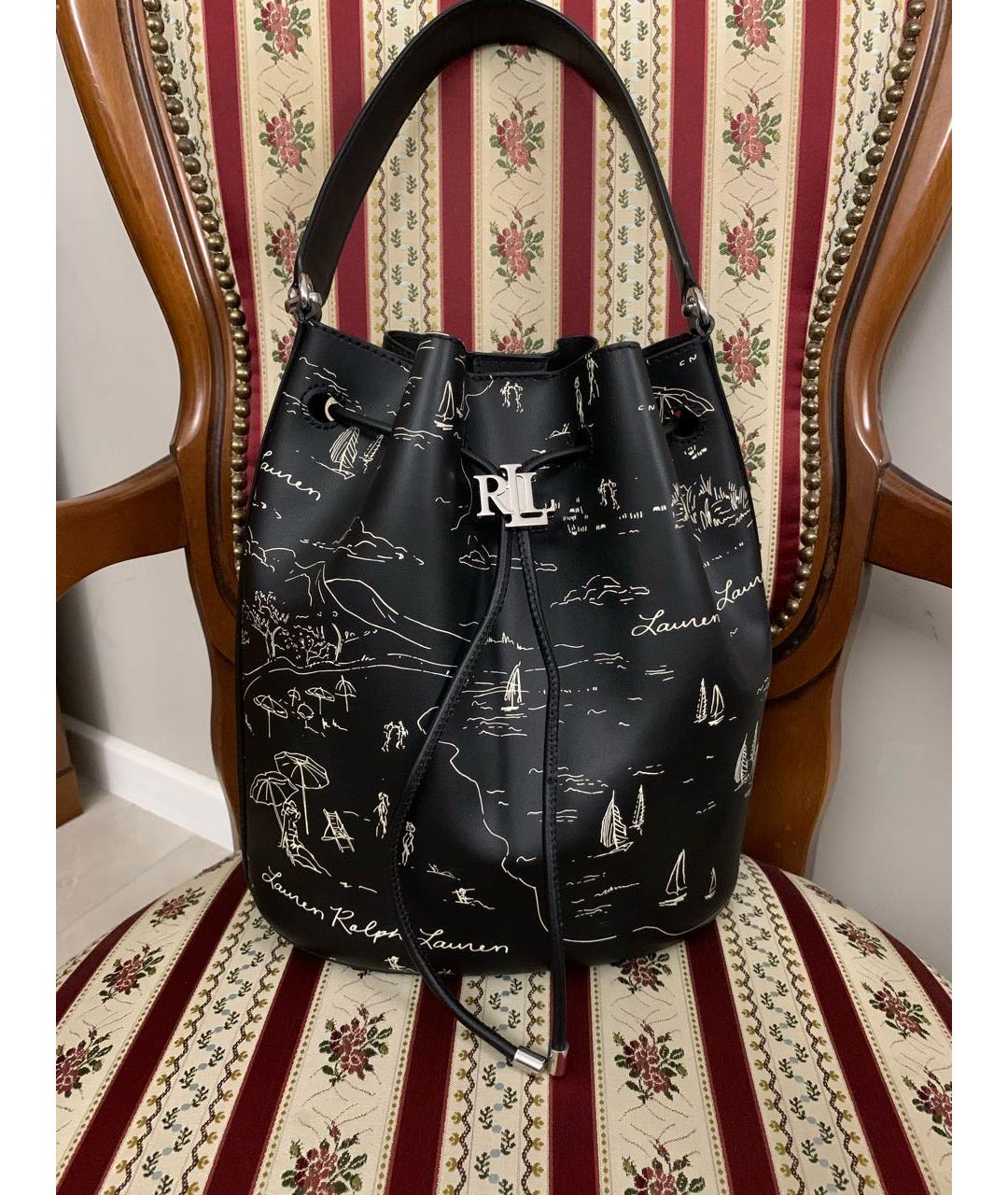 RALPH LAUREN Черная кожаная сумка с короткими ручками, фото 9