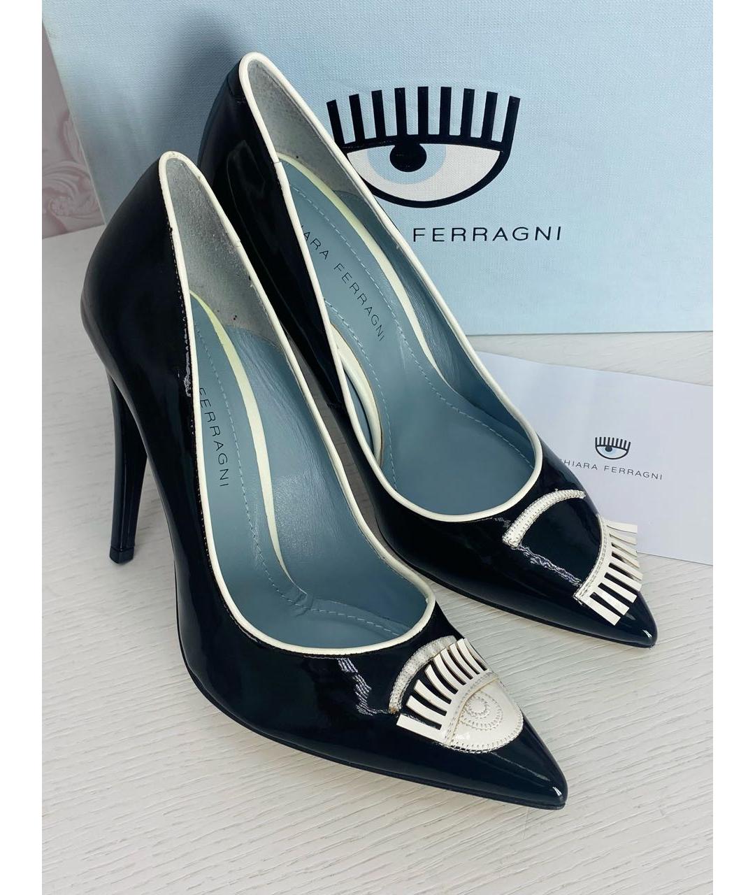 CHIARA FERRAGNI Черные кожаные туфли, фото 5