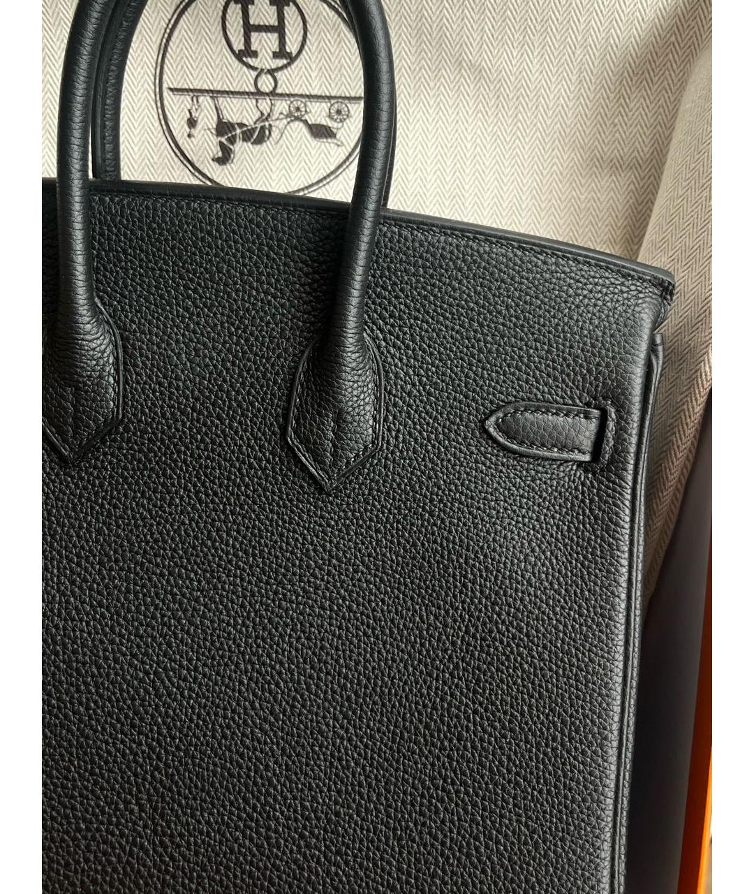 HERMES Черная кожаная сумка с короткими ручками, фото 3