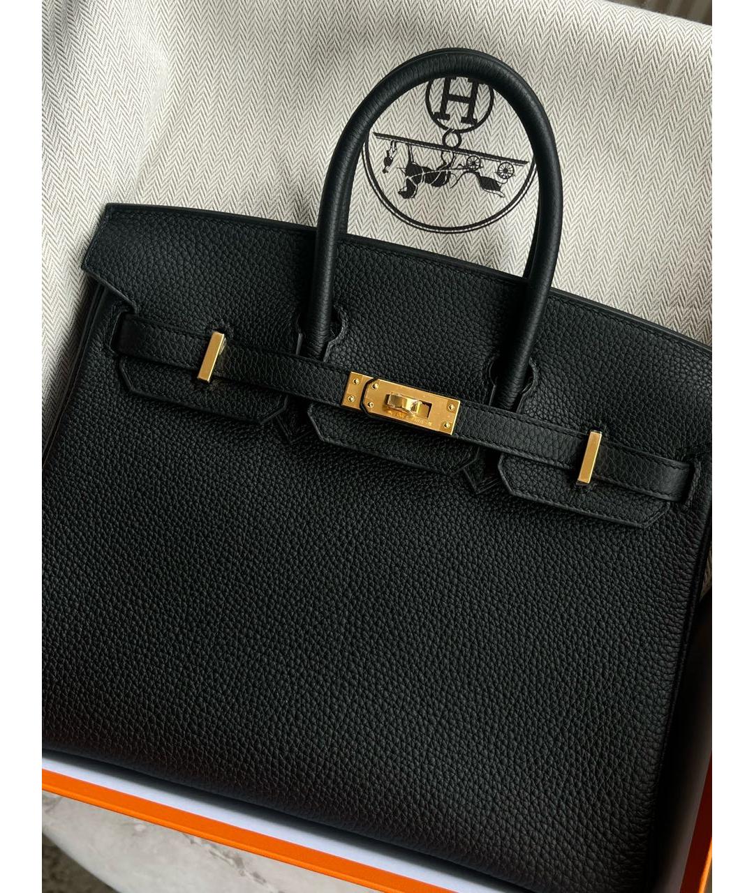 HERMES Черная кожаная сумка с короткими ручками, фото 2