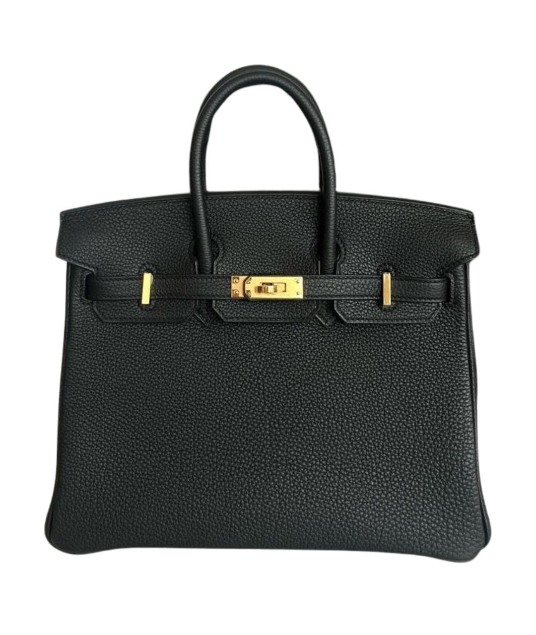 HERMES Черная кожаная сумка с короткими ручками, фото 1