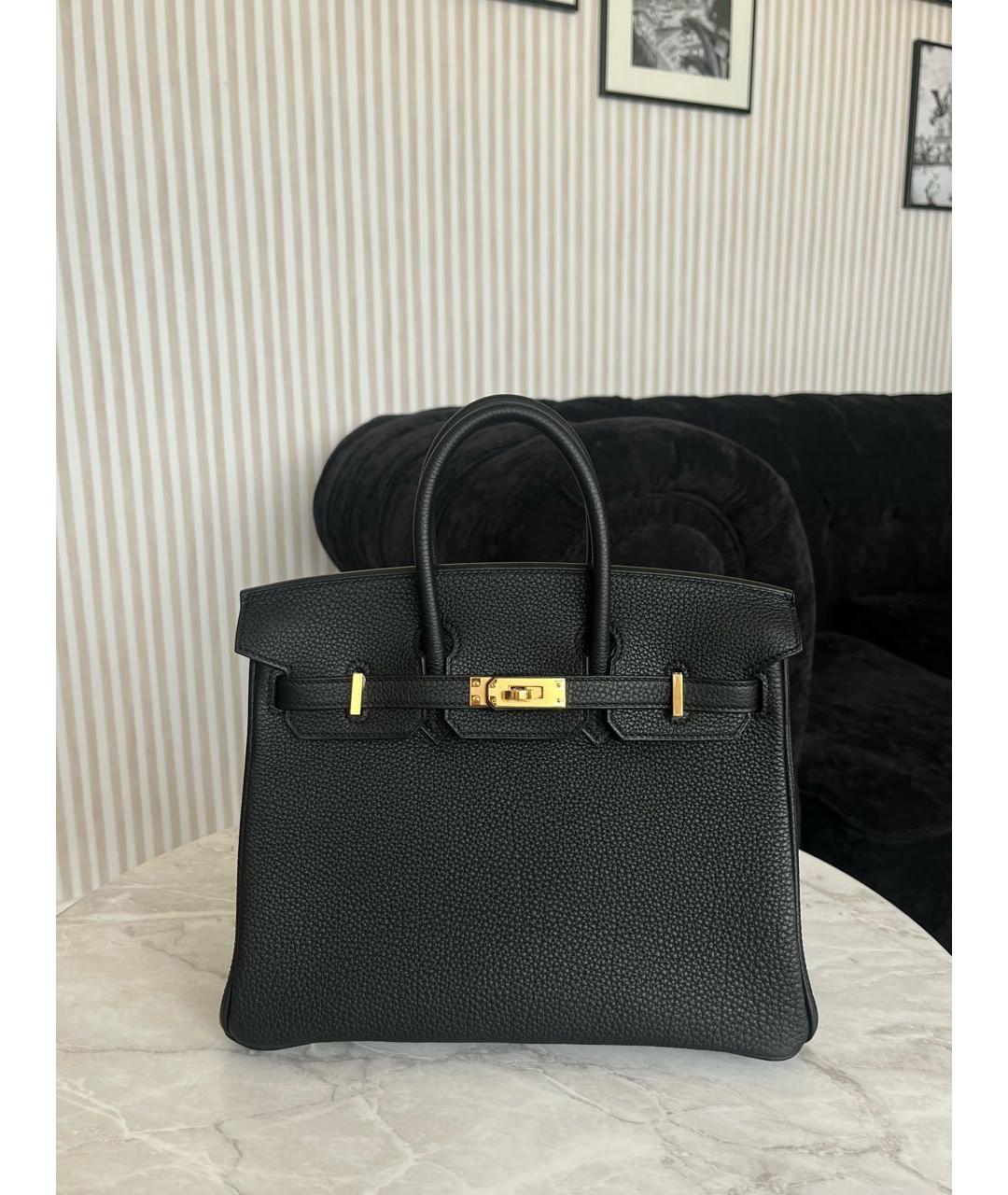 HERMES Черная кожаная сумка с короткими ручками, фото 5