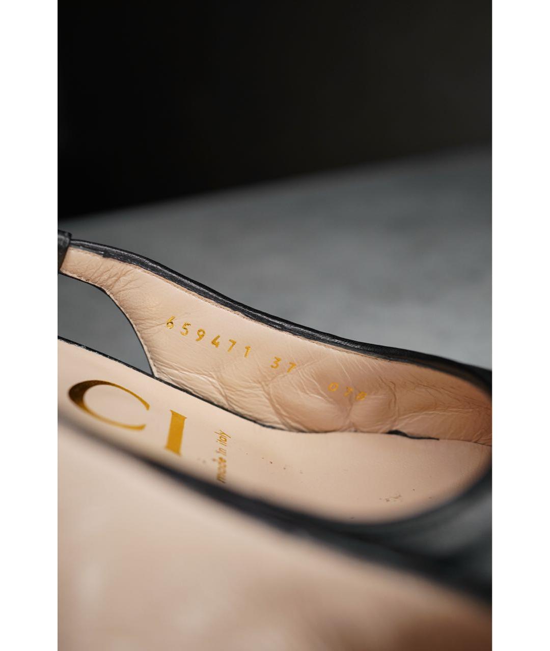 GUCCI Черные кожаные лодочки на низком каблуке, фото 7
