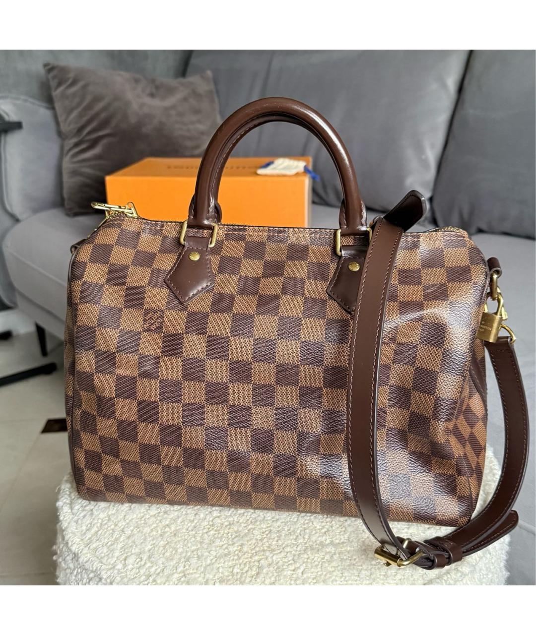 LOUIS VUITTON Коричневая кожаная сумка тоут, фото 8