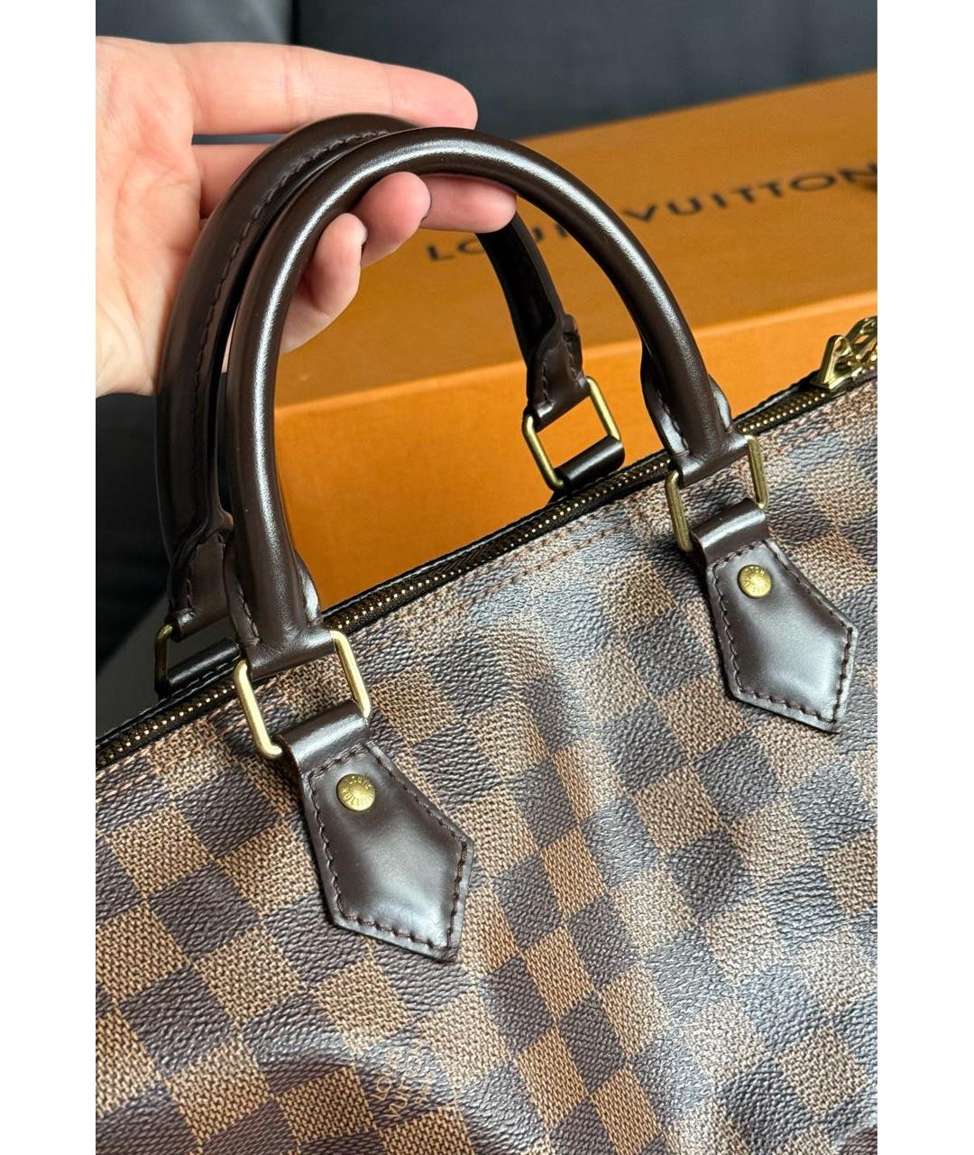 LOUIS VUITTON Коричневая кожаная сумка тоут, фото 4
