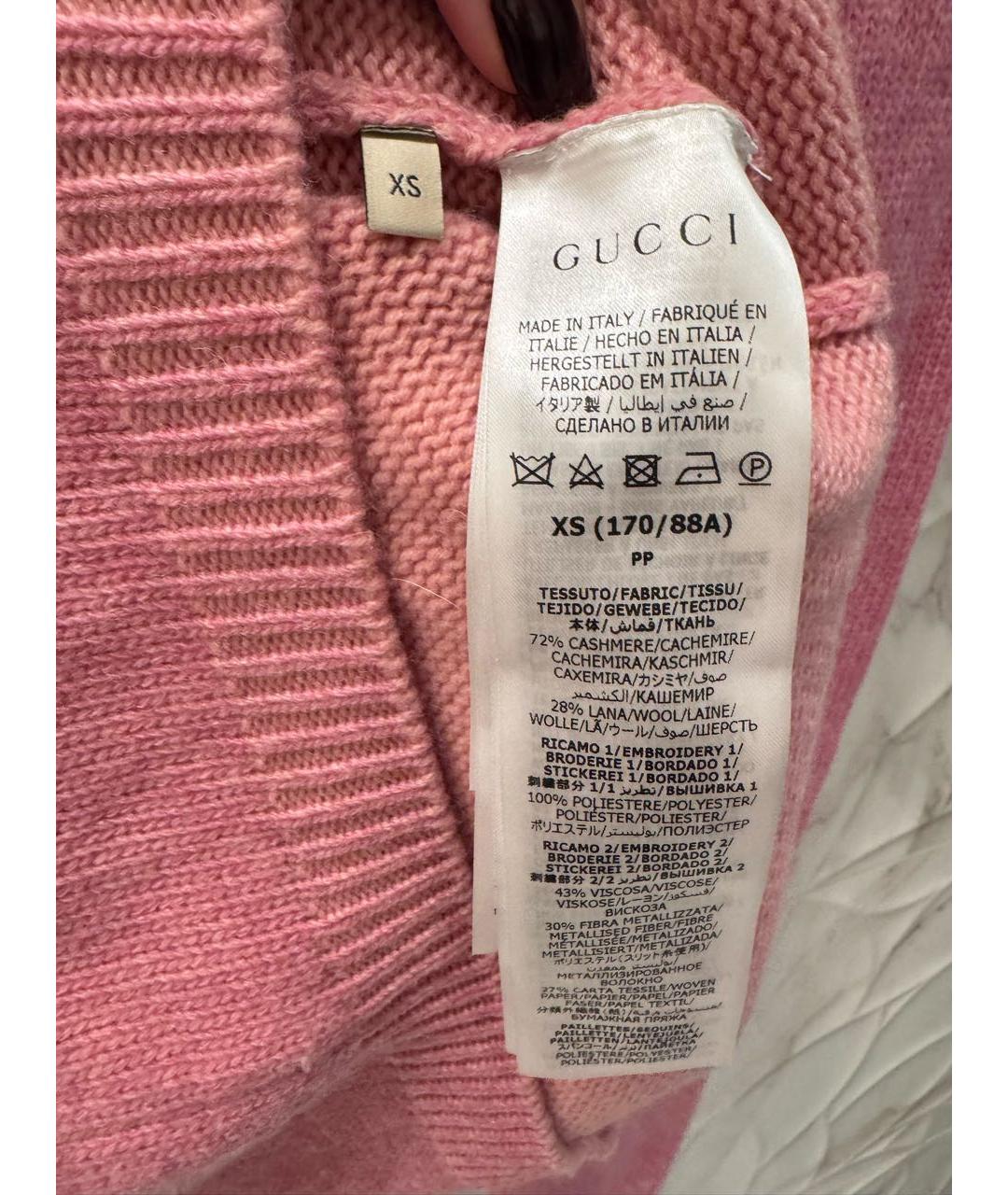 GUCCI Розовый шерстяной джемпер / свитер, фото 6