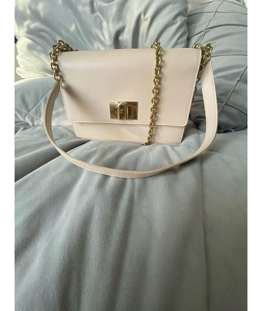 FURLA Бежевая кожаная сумка через плечо, фото 8